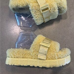 UGG Fluffy Yellow Slippers